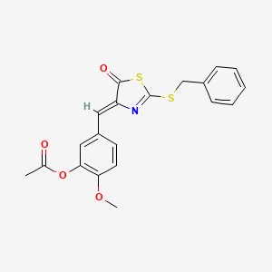 molecular formula C20H17NO4S2 B3623983 5-{[2-(benzylthio)-5-oxo-1,3-thiazol-4(5H)-ylidene]methyl}-2-methoxyphenyl acetate 