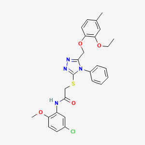 molecular formula C27H27ClN4O4S B3623998 N-(5-chloro-2-methoxyphenyl)-2-({5-[(2-ethoxy-4-methylphenoxy)methyl]-4-phenyl-4H-1,2,4-triazol-3-yl}thio)acetamide 