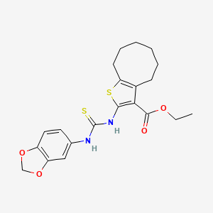 ethyl 2-{[(1,3-benzodioxol-5-ylamino)carbonothioyl]amino}-4,5,6,7,8,9-hexahydrocycloocta[b]thiophene-3-carboxylate