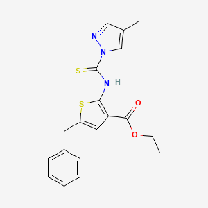 molecular formula C19H19N3O2S2 B3624019 ethyl 5-benzyl-2-{[(4-methyl-1H-pyrazol-1-yl)carbonothioyl]amino}-3-thiophenecarboxylate 