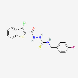 molecular formula C17H13ClFN3OS2 B3624090 2-[(3-chloro-1-benzothien-2-yl)carbonyl]-N-(4-fluorobenzyl)hydrazinecarbothioamide 