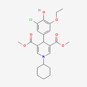 molecular formula C23H28ClNO6 B3624106 dimethyl 4-(3-chloro-5-ethoxy-4-hydroxyphenyl)-1-cyclohexyl-1,4-dihydro-3,5-pyridinedicarboxylate 