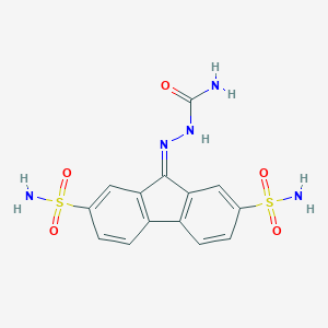 molecular formula C14H13N5O5S2 B362414 9-[(aminocarbonyl)hydrazono]-9H-fluorene-2,7-disulfonamide CAS No. 303059-54-3