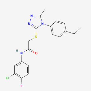 N-(3-chloro-4-fluorophenyl)-2-{[4-(4-ethylphenyl)-5-methyl-4H-1,2,4-triazol-3-yl]thio}acetamide