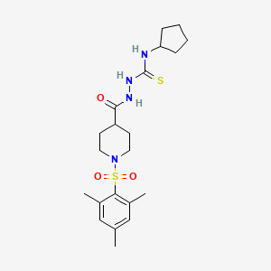 molecular formula C21H32N4O3S2 B3624266 N-cyclopentyl-2-{[1-(mesitylsulfonyl)-4-piperidinyl]carbonyl}hydrazinecarbothioamide 