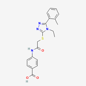 molecular formula C20H20N4O3S B3624278 4-[({[4-ethyl-5-(2-methylphenyl)-4H-1,2,4-triazol-3-yl]sulfanyl}acetyl)amino]benzoic acid 