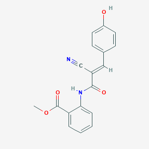 molecular formula C18H14N2O4 B362428 (E)-methyl 2-(2-cyano-3-(4-hydroxyphenyl)acrylamido)benzoate CAS No. 469872-84-2