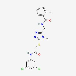 molecular formula C20H19Cl2N5O2S B3624319 N-{[5-({2-[(3,5-dichlorophenyl)amino]-2-oxoethyl}sulfanyl)-4-methyl-4H-1,2,4-triazol-3-yl]methyl}-2-methylbenzamide 