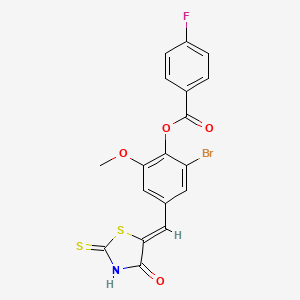 [2-bromo-6-methoxy-4-[(Z)-(4-oxo-2-sulfanylidene-1,3-thiazolidin-5-ylidene)methyl]phenyl] 4-fluorobenzoate