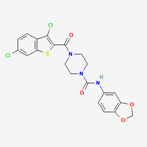 molecular formula C21H17Cl2N3O4S B3624460 N-1,3-benzodioxol-5-yl-4-[(3,6-dichloro-1-benzothien-2-yl)carbonyl]-1-piperazinecarboxamide 