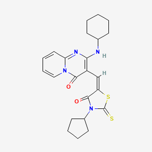 2-(cyclohexylamino)-3-[(3-cyclopentyl-4-oxo-2-thioxo-1,3-thiazolidin-5-ylidene)methyl]-4H-pyrido[1,2-a]pyrimidin-4-one