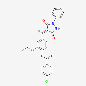 [4-[(E)-(3,5-dioxo-1-phenylpyrazolidin-4-ylidene)methyl]-2-ethoxyphenyl] 4-chlorobenzoate