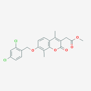 molecular formula C21H18Cl2O5 B3624600 methyl {7-[(2,4-dichlorobenzyl)oxy]-4,8-dimethyl-2-oxo-2H-chromen-3-yl}acetate 