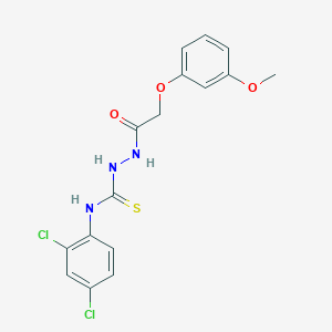 molecular formula C16H15Cl2N3O3S B3624617 N-(2,4-dichlorophenyl)-2-[(3-methoxyphenoxy)acetyl]hydrazinecarbothioamide 