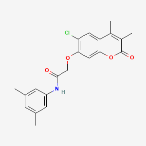 molecular formula C21H20ClNO4 B3624630 2-[(6-chloro-3,4-dimethyl-2-oxo-2H-chromen-7-yl)oxy]-N-(3,5-dimethylphenyl)acetamide 