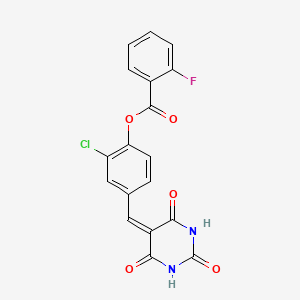 2-chloro-4-[(2,4,6-trioxotetrahydro-5(2H)-pyrimidinylidene)methyl]phenyl 2-fluorobenzoate