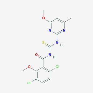 3,6-dichloro-2-methoxy-N-{[(4-methoxy-6-methyl-2-pyrimidinyl)amino]carbonothioyl}benzamide