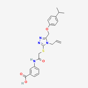 molecular formula C24H26N4O4S B3624686 3-{[({4-allyl-5-[(4-isopropylphenoxy)methyl]-4H-1,2,4-triazol-3-yl}thio)acetyl]amino}benzoic acid 