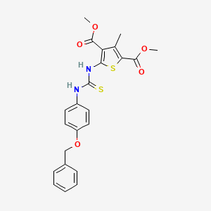 molecular formula C23H22N2O5S2 B3624695 dimethyl 5-[({[4-(benzyloxy)phenyl]amino}carbonothioyl)amino]-3-methyl-2,4-thiophenedicarboxylate 