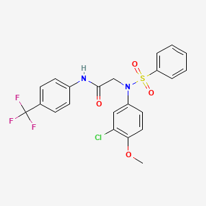 molecular formula C22H18ClF3N2O4S B3624740 N~2~-(3-chloro-4-methoxyphenyl)-N~2~-(phenylsulfonyl)-N~1~-[4-(trifluoromethyl)phenyl]glycinamide 