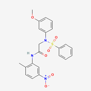 molecular formula C22H21N3O6S B3624807 N~2~-(3-methoxyphenyl)-N~1~-(2-methyl-5-nitrophenyl)-N~2~-(phenylsulfonyl)glycinamide 