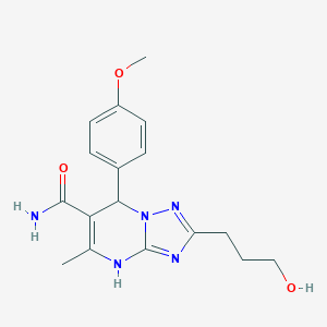 molecular formula C17H21N5O3 B362482 2-(3-Hydroxypropyl)-7-(4-methoxyphenyl)-5-methyl-4,7-dihydro[1,2,4]triazolo[1,5-a]pyrimidine-6-carboxamide CAS No. 539812-14-1