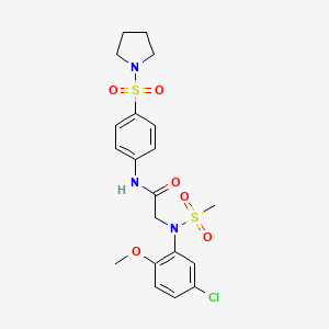 molecular formula C20H24ClN3O6S2 B3624858 N~2~-(5-chloro-2-methoxyphenyl)-N~2~-(methylsulfonyl)-N~1~-[4-(1-pyrrolidinylsulfonyl)phenyl]glycinamide 