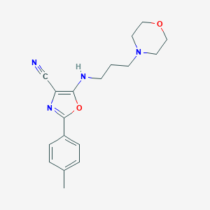 molecular formula C18H22N4O2 B362486 2-(4-Methylphenyl)-5-{[3-(4-morpholinyl)propyl]amino}-1,3-oxazole-4-carbonitrile CAS No. 459420-60-1