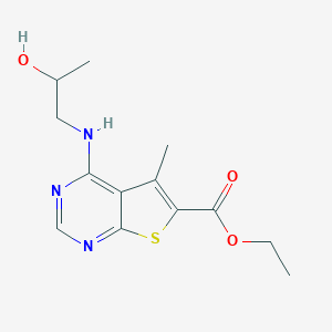 molecular formula C13H17N3O3S B362498 Ethyl 4-[(2-hydroxypropyl)amino]-5-methylthieno[2,3-d]pyrimidine-6-carboxylate CAS No. 691367-17-6