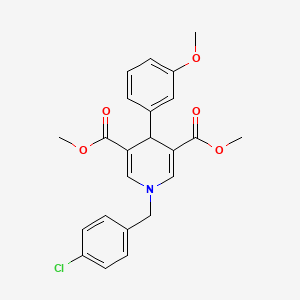 molecular formula C23H22ClNO5 B3625010 3,5-DIMETHYL 1-[(4-CHLOROPHENYL)METHYL]-4-(3-METHOXYPHENYL)-1,4-DIHYDROPYRIDINE-3,5-DICARBOXYLATE 