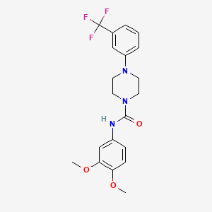 molecular formula C20H22F3N3O3 B3625053 N-(3,4-dimethoxyphenyl)-4-[3-(trifluoromethyl)phenyl]-1-piperazinecarboxamide 