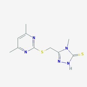 molecular formula C10H13N5S2 B362512 3-[(4,6-dimethylpyrimidin-2-yl)sulfanylmethyl]-4-methyl-1H-1,2,4-triazole-5-thione CAS No. 637321-25-6