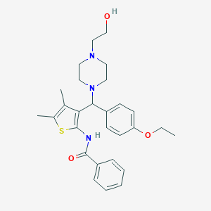 molecular formula C28H35N3O3S B362514 N-[3-[(4-ethoxyphenyl)-[4-(2-hydroxyethyl)-1-piperazinyl]methyl]-4,5-dimethyl-2-thiophenyl]benzamide CAS No. 631858-73-6