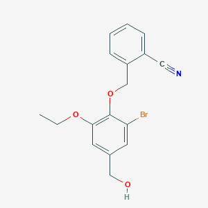 molecular formula C17H16BrNO3 B3625141 2-[[2-Bromo-6-ethoxy-4-(hydroxymethyl)phenoxy]methyl]benzonitrile 