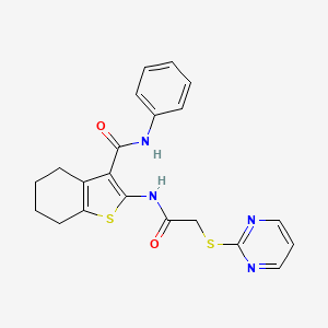 N-phenyl-2-{[(pyrimidin-2-ylsulfanyl)acetyl]amino}-4,5,6,7-tetrahydro-1-benzothiophene-3-carboxamide