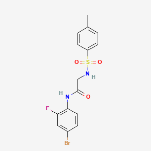 molecular formula C15H14BrFN2O3S B3625157 N-(4-bromo-2-fluorophenyl)-2-[(4-methylphenyl)sulfonylamino]acetamide 