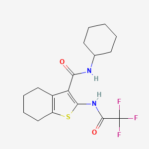 molecular formula C17H21F3N2O2S B3625165 N-cyclohexyl-2-[(trifluoroacetyl)amino]-4,5,6,7-tetrahydro-1-benzothiophene-3-carboxamide 