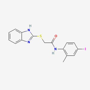 molecular formula C16H14IN3OS B3625202 2-(1H-benzimidazol-2-ylsulfanyl)-N-(4-iodo-2-methylphenyl)acetamide 