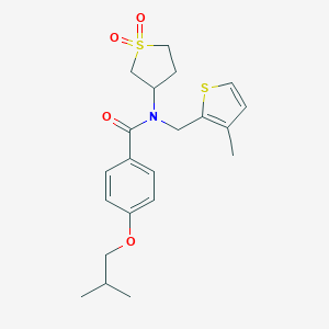 molecular formula C21H27NO4S2 B362526 N-(1,1-dioxo-1lambda6-thiolan-3-yl)-4-(2-methylpropoxy)-N-[(3-methylthiophen-2-yl)methyl]benzamide CAS No. 881434-86-2