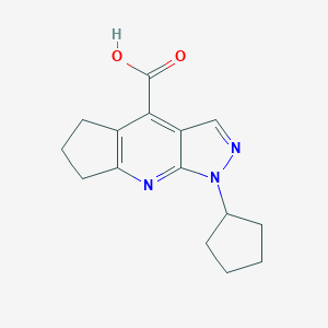 molecular formula C15H17N3O2 B362536 1-Cyclopentyl-5,6,7-trihydrocyclopenta[1,2-e]pyrazolo[5,4-b]pyridine-4-carboxy lic acid CAS No. 889940-56-1