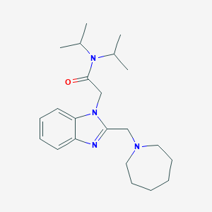 molecular formula C22H34N4O B362539 2-{2-[(azepan-1-yl)methyl]-1H-1,3-benzodiazol-1-yl}-N,N-bis(propan-2-yl)acetamide CAS No. 942865-29-4