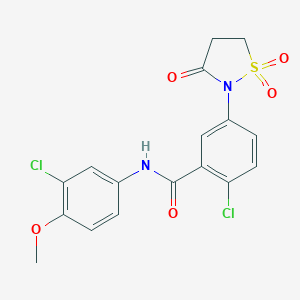 2-chloro-N-(3-chloro-4-methoxyphenyl)-5-(1,1-dioxido-3-oxo-2-isothiazolidinyl)benzamide