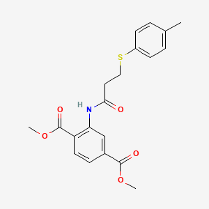 molecular formula C20H21NO5S B3625579 dimethyl 2-({3-[(4-methylphenyl)thio]propanoyl}amino)terephthalate 