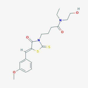 molecular formula C19H24N2O4S2 B362570 N-ethyl-N-(2-hydroxyethyl)-4-[(5Z)-5-[(3-methoxyphenyl)methylidene]-4-oxo-2-sulfanylidene-1,3-thiazolidin-3-yl]butanamide CAS No. 476668-14-1
