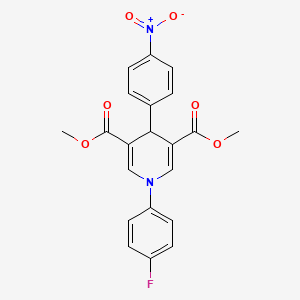 molecular formula C21H17FN2O6 B3625749 dimethyl 1-(4-fluorophenyl)-4-(4-nitrophenyl)-1,4-dihydro-3,5-pyridinedicarboxylate 