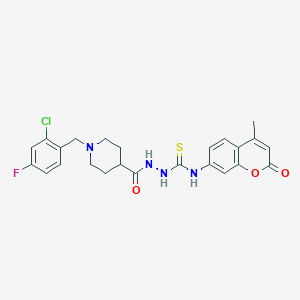 2-{[1-(2-chloro-4-fluorobenzyl)-4-piperidinyl]carbonyl}-N-(4-methyl-2-oxo-2H-chromen-7-yl)hydrazinecarbothioamide