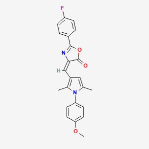 (4E)-2-(4-fluorophenyl)-4-[[1-(4-methoxyphenyl)-2,5-dimethylpyrrol-3-yl]methylidene]-1,3-oxazol-5-one