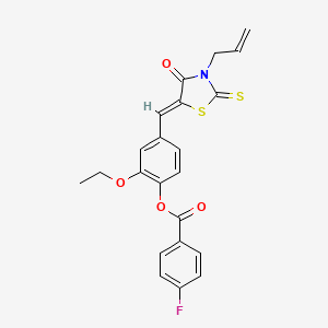 [2-ethoxy-4-[(Z)-(4-oxo-3-prop-2-enyl-2-sulfanylidene-1,3-thiazolidin-5-ylidene)methyl]phenyl] 4-fluorobenzoate