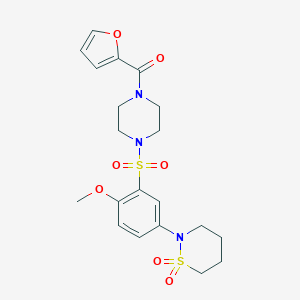 molecular formula C20H25N3O7S2 B362611 4-(1,1-Dioxido-1,2-thiazinan-2-yl)-2-{[4-(2-furoyl)-1-piperazinyl]sulfonyl}phenyl methyl ether CAS No. 919972-42-2