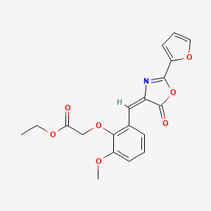 ethyl 2-[2-[(E)-[2-(furan-2-yl)-5-oxo-1,3-oxazol-4-ylidene]methyl]-6-methoxyphenoxy]acetate